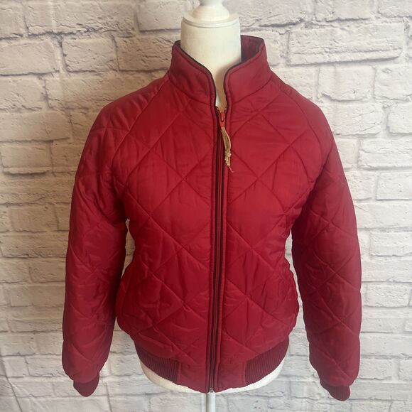 Zeka Of California Women’s Red Quilted Bomber Aviator Style Jacket Size Large - Picture 11 of 11